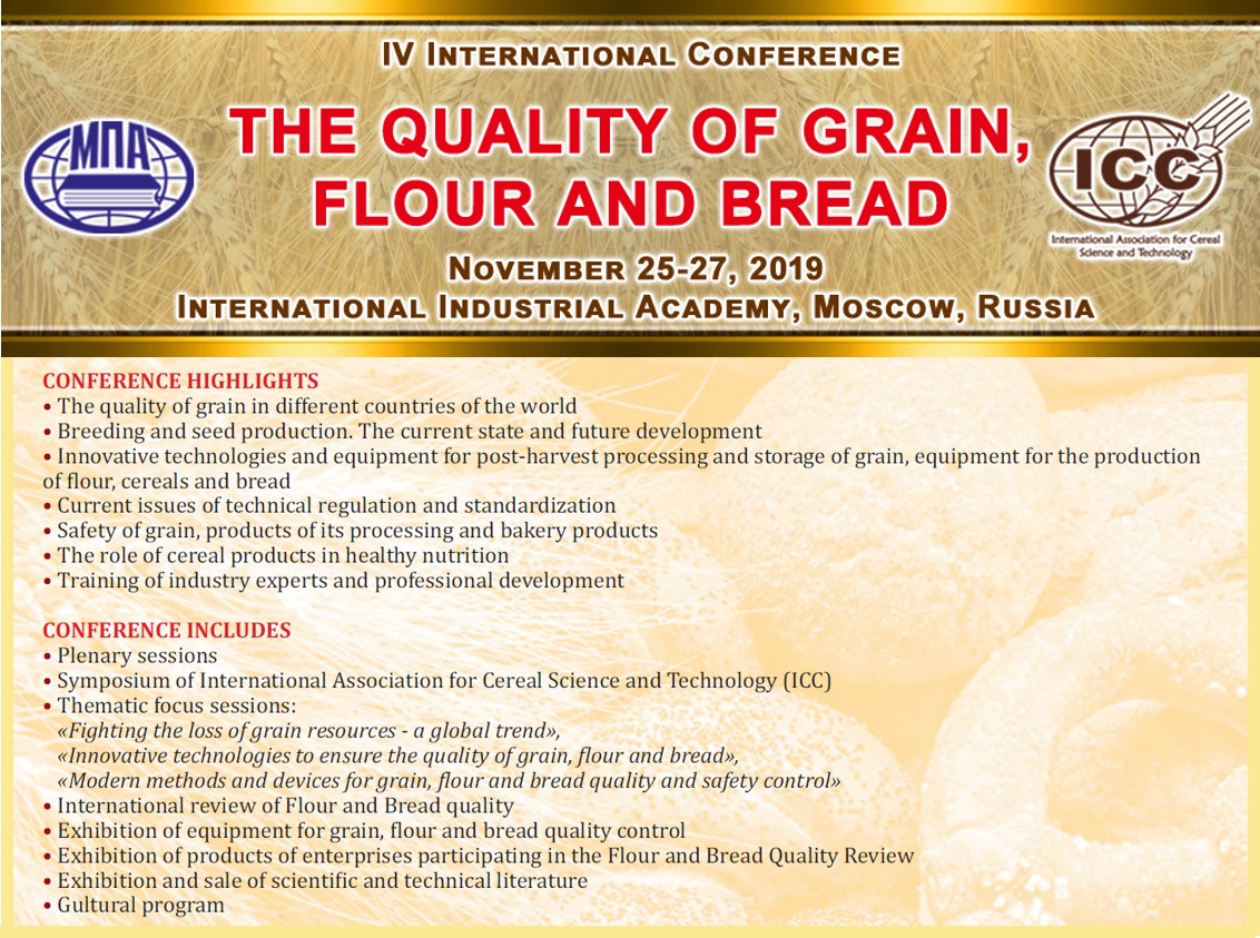 Quality of Grain, Flour and Bread Conference in Moscow - registration and abstract submission open!