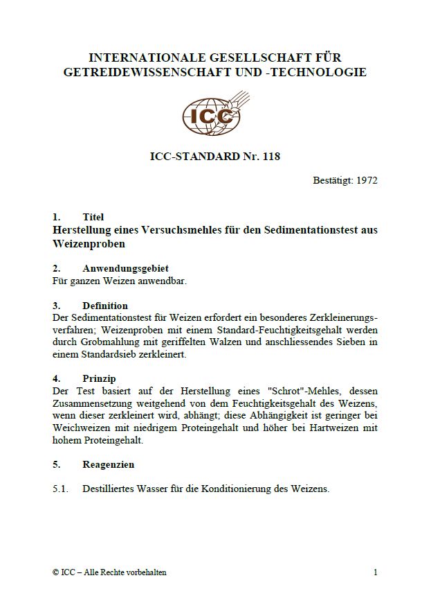 118 Herstellung eines Versuchsmehles für den Sedimentationstest aus Weizenproben [PDF]